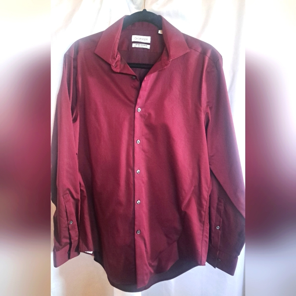 Calvin Klein Burgundy Men's Slim Fit Dress shirt